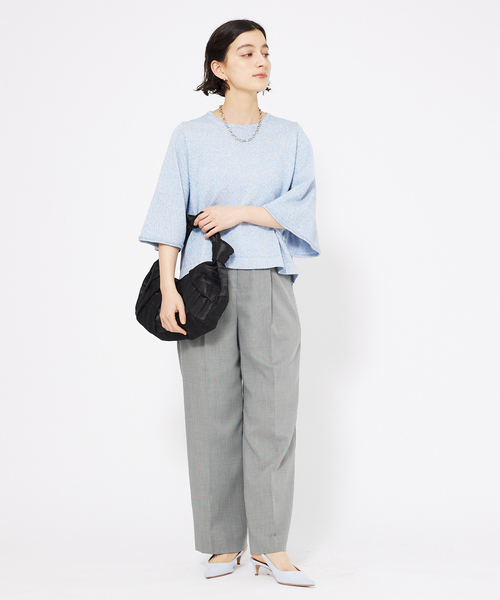 qualite（カリテ）の「シャークスキンストレートパンツ（スラックス・レディース・グレー/ピンクベージュ・38/36）」の6枚目の写真