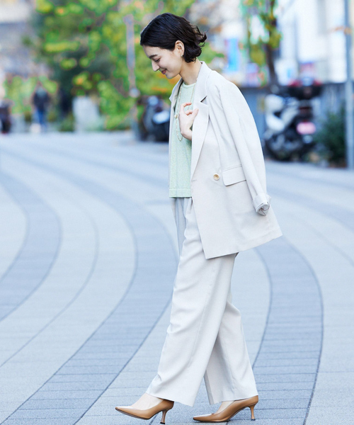 qualite（カリテ）の「シャークスキンストレートパンツ（スラックス・レディース・グレー/ピンクベージュ・38/36）」の11枚目の写真