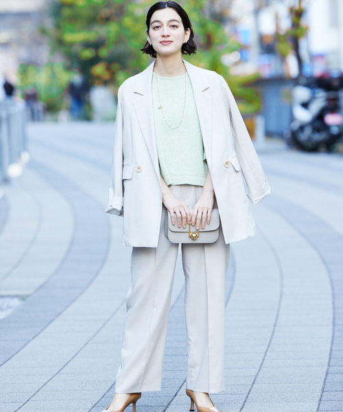 qualite（カリテ）の「シャークスキンストレートパンツ（スラックス・レディース・グレー/ピンクベージュ・38/36）」の12枚目の写真