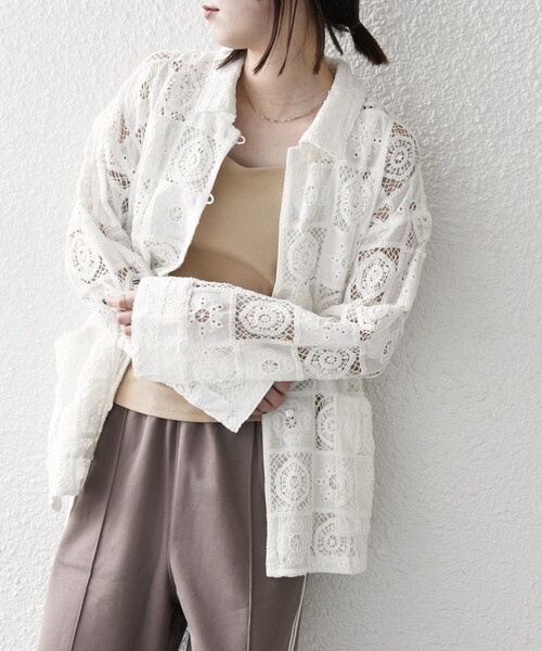 willfully / スカラップパッチワークレースシャツジャケット willfully ファッション willfully / スカラップパッチワークレース