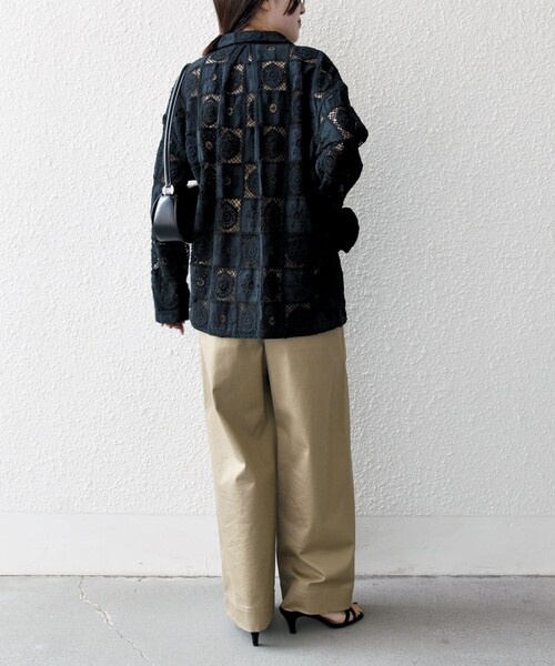 極美品✨定価１.５万❤️　シップスエニィ　バフピーチ フラップシャツジャケット◇ セール】SHIPS any:〈手洗い可能〉パッチワーク レース
