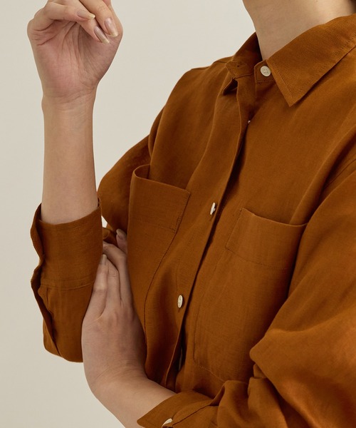 ROPE'（ロペ）の「【洗える】ヨーロピアンリネンベーシックシャツ/一部セットアップ対応（シャツ/ブラウス・レディース・ホワイト/ブラウン/ベージュ/ターコイズブルー・FREE）」の17枚目の写真