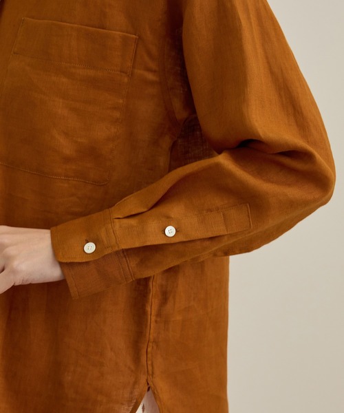 ROPE'（ロペ）の「【洗える】ヨーロピアンリネンベーシックシャツ/一部セットアップ対応（シャツ/ブラウス・レディース・ホワイト/ブラウン/ベージュ/ターコイズブルー・FREE）」の21枚目の写真