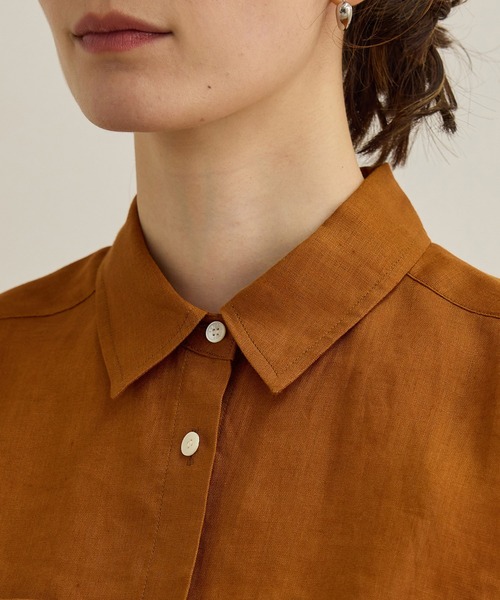 ROPE'（ロペ）の「【洗える】ヨーロピアンリネンベーシックシャツ/一部セットアップ対応（シャツ/ブラウス・レディース・ホワイト/ブラウン/ベージュ/ターコイズブルー・FREE）」の16枚目の写真