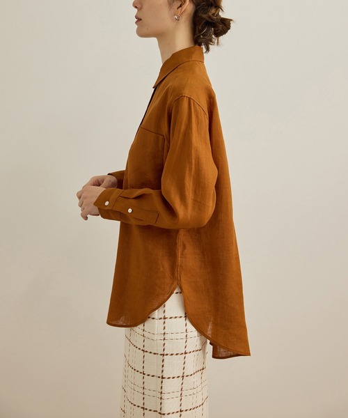 ROPE'（ロペ）の「【洗える】ヨーロピアンリネンベーシックシャツ/一部セットアップ対応（シャツ/ブラウス・レディース・ホワイト/ブラウン/ベージュ/ターコイズブルー・FREE）」の14枚目の写真