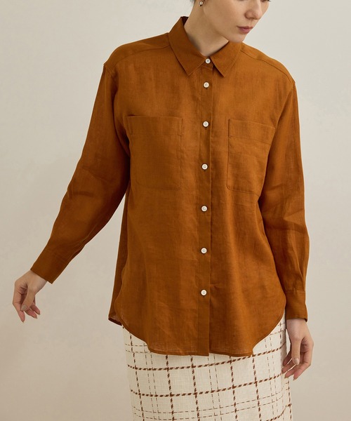 ROPE'（ロペ）の「【洗える】ヨーロピアンリネンベーシックシャツ/一部セットアップ対応（シャツ/ブラウス・レディース・ホワイト/ブラウン/ベージュ/ターコイズブルー・FREE）」の13枚目の写真