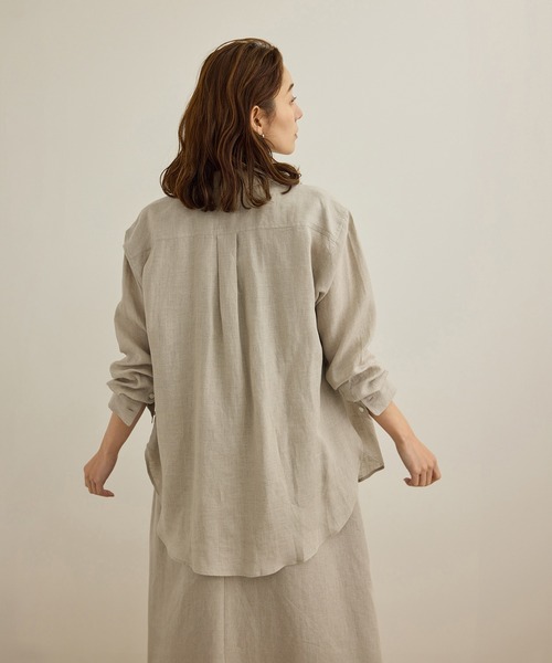 ROPE'（ロペ）の「【洗える】ヨーロピアンリネンベーシックシャツ/一部セットアップ対応（シャツ/ブラウス・レディース・ホワイト/ブラウン/ベージュ/ターコイズブルー・FREE）」の7枚目の写真