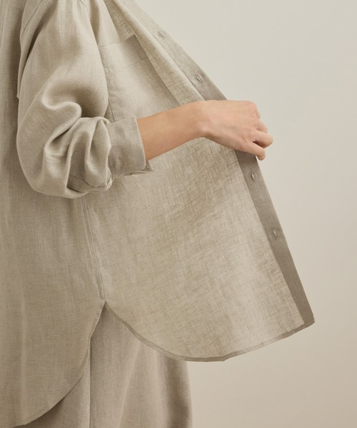 ROPE'（ロペ）の「【洗える】ヨーロピアンリネンベーシックシャツ/一部セットアップ対応（シャツ/ブラウス・レディース・ホワイト/ブラウン/ベージュ/ターコイズブルー・FREE）」の8枚目の写真