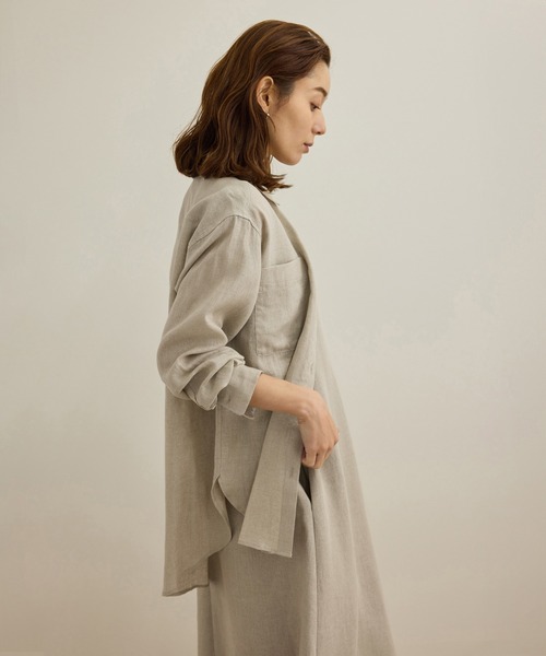 ROPE'（ロペ）の「【洗える】ヨーロピアンリネンベーシックシャツ/一部セットアップ対応（シャツ/ブラウス・レディース・ホワイト/ブラウン/ベージュ/ターコイズブルー・FREE）」の9枚目の写真