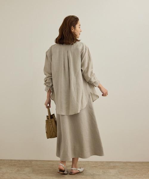 ROPE'（ロペ）の「【洗える】ヨーロピアンリネンベーシックシャツ/一部セットアップ対応（シャツ/ブラウス・レディース・ホワイト/ブラウン/ベージュ/ターコイズブルー・FREE）」の10枚目の写真