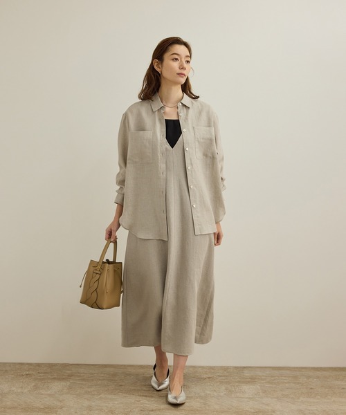 ROPE'（ロペ）の「【洗える】ヨーロピアンリネンベーシックシャツ/一部セットアップ対応（シャツ/ブラウス・レディース・ホワイト/ブラウン/ベージュ/ターコイズブルー・FREE）」の11枚目の写真