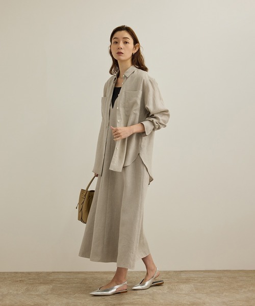 ROPE'（ロペ）の「【洗える】ヨーロピアンリネンベーシックシャツ/一部セットアップ対応（シャツ/ブラウス・レディース・ホワイト/ブラウン/ベージュ/ターコイズブルー・FREE）」の12枚目の写真