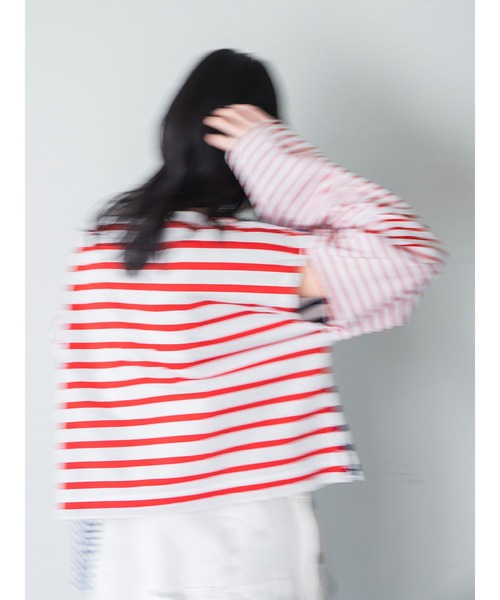 k3&co.（ケイスリーアンドコー）の「BORDER TEE（Tシャツ/カットソー・レディース・マルチ/ネイビー・ONE SIZE）」の9枚目の写真