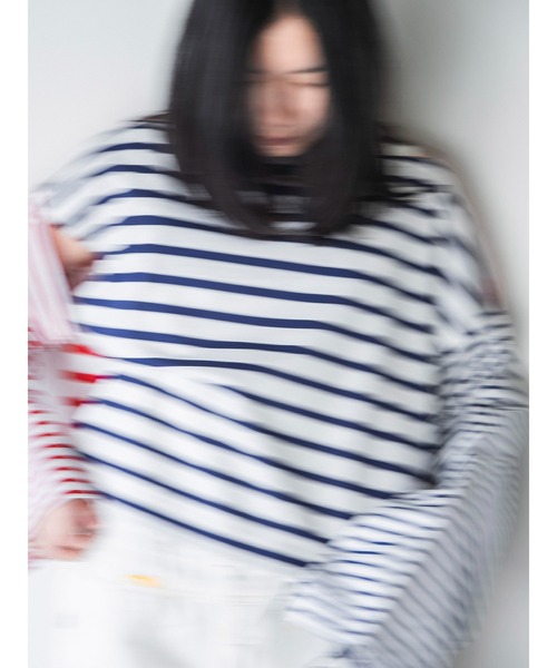 k3&co.（ケイスリーアンドコー）の「BORDER TEE（Tシャツ/カットソー・レディース・マルチ/ネイビー・ONE SIZE）」の6枚目の写真