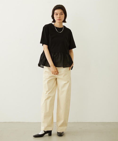 MILKFED.(ミルクフェド)の「FRILL CONVERTIBLE TOP(Tシャツ/カットソー・レディース・ブラック/ライトグレー/オフホワイト・ONE SIZE)」の9枚目の写真