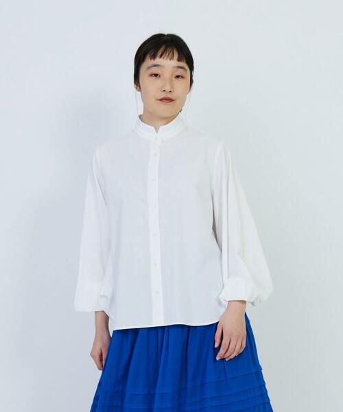 LOISIR（ロワズィール）の「コットンブロードバルーンスリーブブラウス（シャツ/ブラウス・レディース・ローズ/オフホワイト/ピンク・FREE）」の2枚目の写真