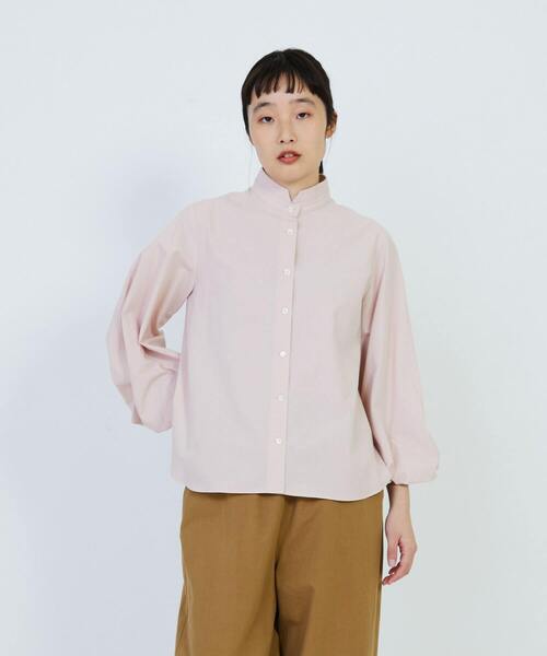 LOISIR（ロワズィール）の「コットンブロードバルーンスリーブブラウス（シャツ/ブラウス・レディース・ローズ/オフホワイト/ピンク・FREE）」の3枚目の写真