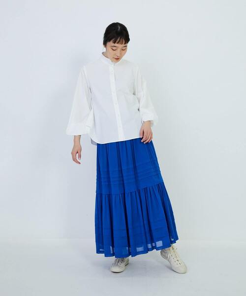 LOISIR（ロワズィール）の「コットンブロードバルーンスリーブブラウス（シャツ/ブラウス・レディース・ローズ/オフホワイト/ピンク・FREE）」の5枚目の写真