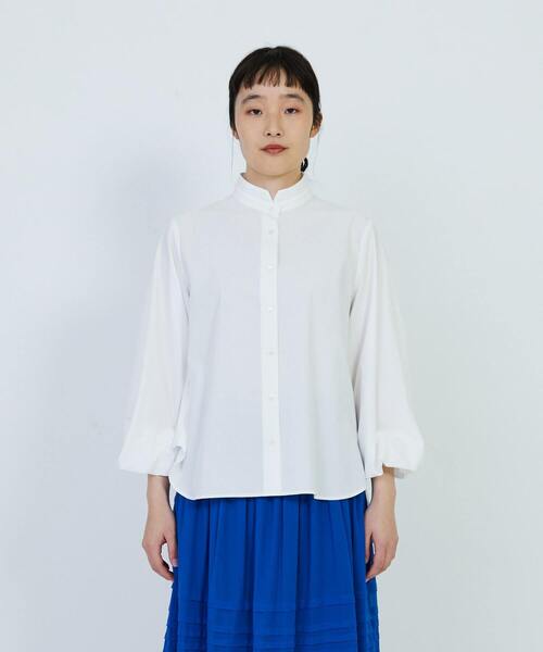 LOISIR（ロワズィール）の「コットンブロードバルーンスリーブブラウス（シャツ/ブラウス・レディース・ローズ/オフホワイト/ピンク・FREE）」の8枚目の写真