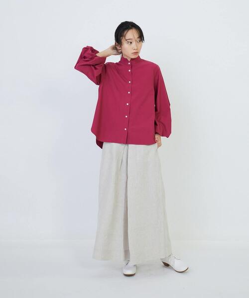 LOISIR（ロワズィール）の「コットンブロードバルーンスリーブブラウス（シャツ/ブラウス・レディース・ローズ/オフホワイト/ピンク・FREE）」の22枚目の写真