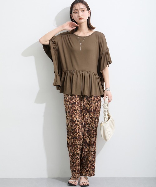 SMILE LAND(スマイルランド)の「<大きいサイズ> ゆるストレートプリントパンツ(ゆったりヒップ)(その他パンツ・レディース・ブルー系/ブラック系/ブラック系その他/ブラウン系・L/LL/3L/5L/4L)」の8枚目の写真