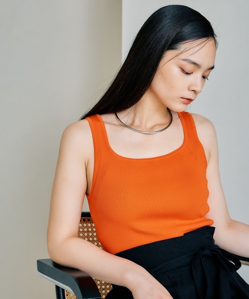 LEPSIM（レプシィム）の「14ゲージスクエアリブタンク　243148（タンクトップ・レディース・イエロー/ホワイト×ブラック/アイボリー/ブラック/オレンジ/ブラウン・FREE）」の6枚目の写真