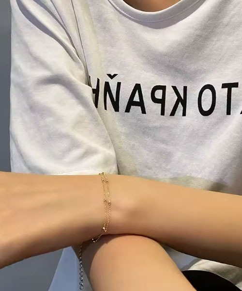 VIBGYOR Women(ヴィブジョー ウィメン)の「【float】シンプル ビーズデザイン 2連ブレスレット(ブレスレット・レディース・ゴールド/シルバー・FREE)」の3枚目の写真