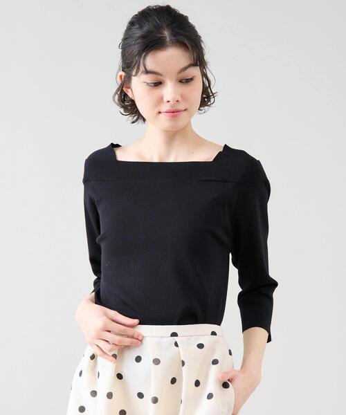 デザインボートネックニット