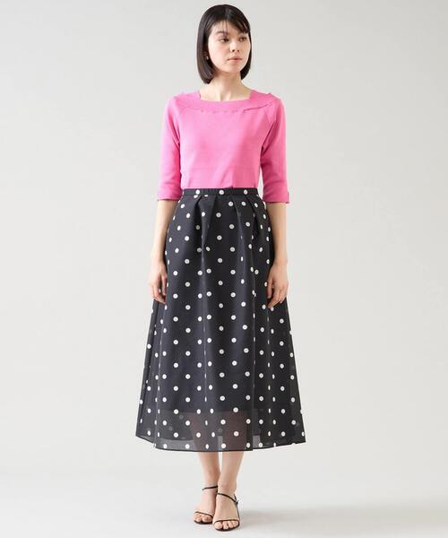 デザインボートネックニット