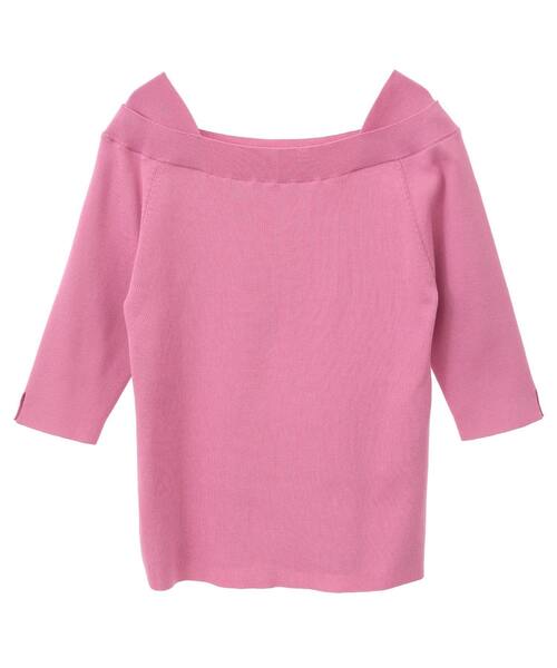 デザインボートネックニット