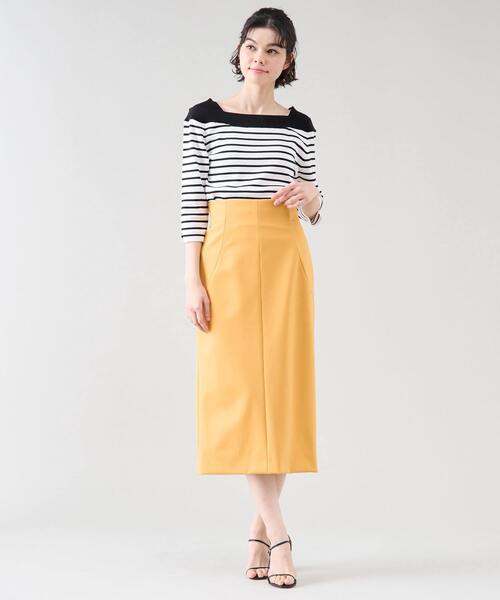 デザインボートネックニット