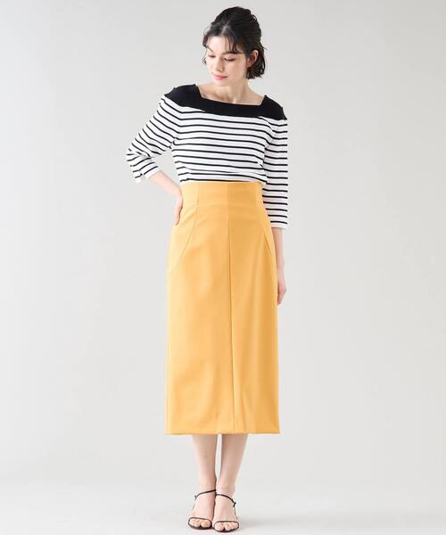 デザインボートネックニット