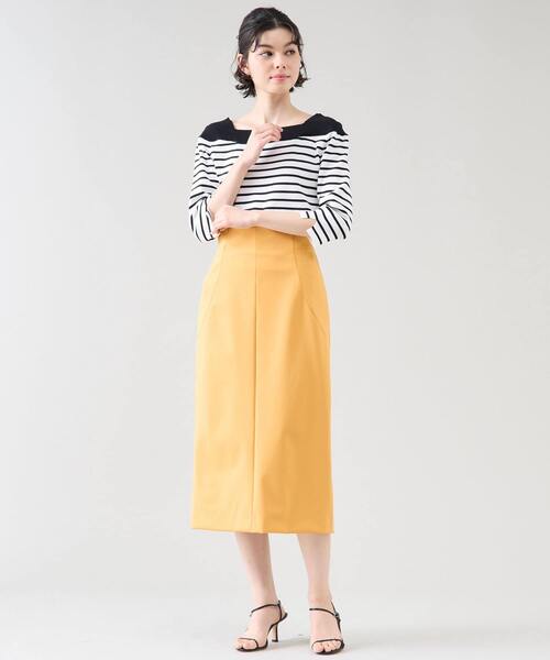 デザインボートネックニット