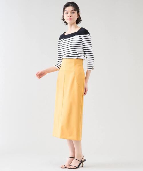 デザインボートネックニット