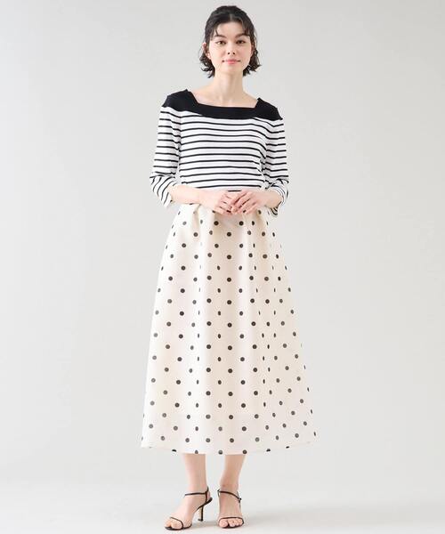 デザインボートネックニット