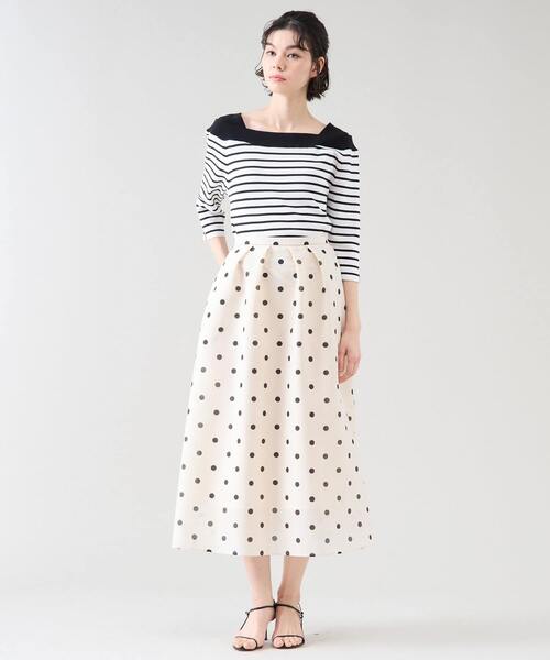 デザインボートネックニット