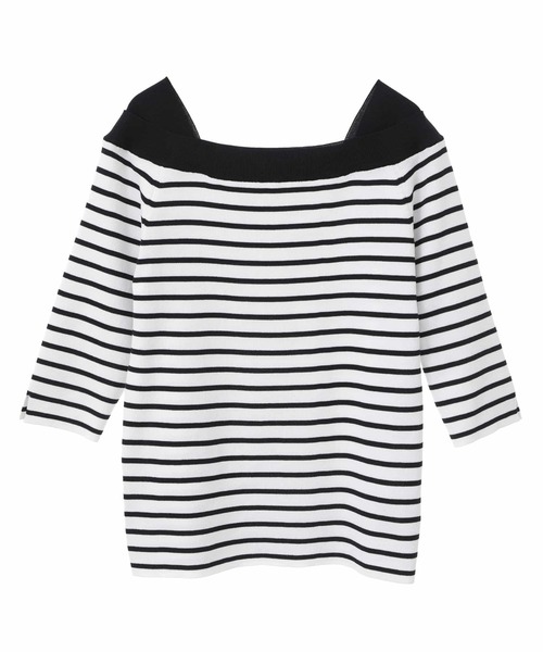 デザインボートネックニット