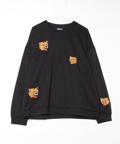 BEAVER（ビーバー）の「B omnivore/ビーオムニボー  ストレッチポンチランダム刺繍トラL/S PO（Tシャツ/カットソー・メンズ・ブラック/ベージュ・XL/L/M）」の2枚目の写真