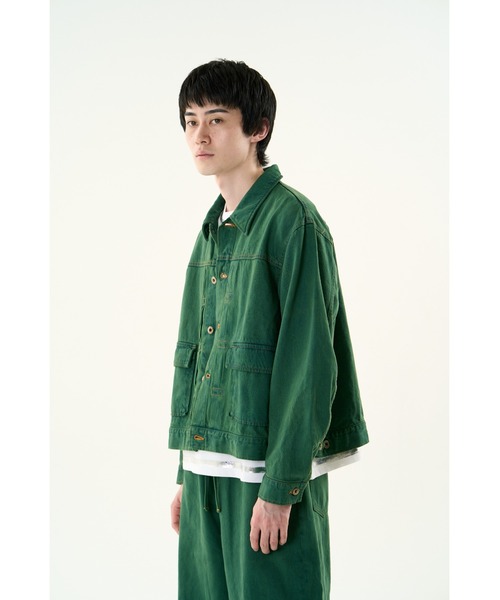 DISCOVERED（ディスカバード）の「COLOR DYE DENIM BLOUSON（デニムジャケット・メンズ・イエロー/グリーン・LARGE/SMALL）」の3枚目の写真