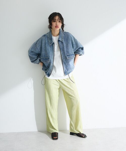 Green Parks(グリーンパークス)の「セルフカットウェーブプリーツパンツ(その他パンツ・レディース・チェック/ドット/ライトイエロー/ネイビー・FREE)」の11枚目の写真