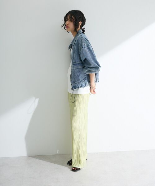 Green Parks(グリーンパークス)の「セルフカットウェーブプリーツパンツ(その他パンツ・レディース・チェック/ドット/ライトイエロー/ネイビー・FREE)」の13枚目の写真