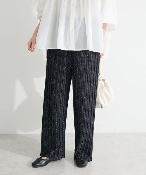 Green Parks(グリーンパークス)の「セルフカットウェーブプリーツパンツ(その他パンツ・レディース・チェック/ドット/ライトイエロー/ネイビー・FREE)」の17枚目の写真