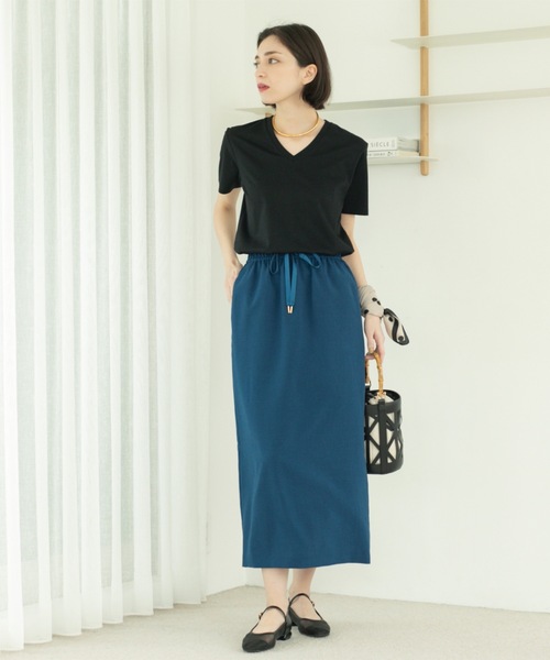 OPAQUE.CLIP（オペークドットクリップ）の「◆《5色展開／SS-LLサイズ》VネックベーシックTシャツ【接触冷感／洗濯機洗い可】（Tシャツ/カットソー・レディース・ホワイト/ライトイエロー系8/ブラック/ブラウン系その他/チャコールグレー・36/38/40/42/34）」の17枚目の写真