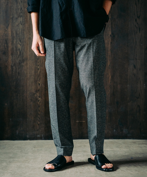 接触冷感＆撥水”クールドッツ ウエストマジック チェックスラックス