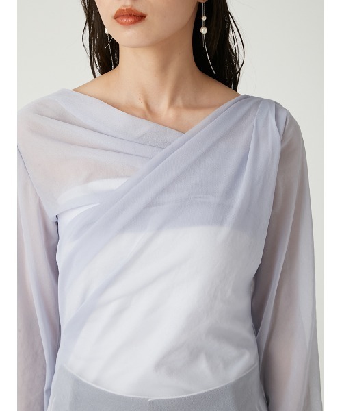 FRAY I.D（フレイアイディー）の「シアードレープカットソー（Tシャツ/カットソー・レディース・ピンク/ブラック/ライトブルー/ホワイト・FREE）」の8枚目の写真