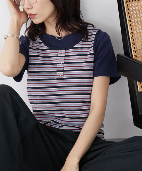 Auntie Rosa Holiday(アンティローザホリデー)の「ヘンリーネックテレコタンク(タンクトップ・レディース・ブラウン/ピンク/その他・FREE)」の1枚目の写真