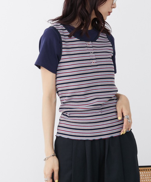 Auntie Rosa Holiday(アンティローザホリデー)の「ヘンリーネックテレコタンク(タンクトップ・レディース・ブラウン/ピンク/その他・FREE)」の5枚目の写真