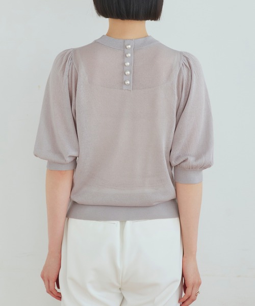 ルイルエブティック RUIRUE BOUTIQUE バックパールシアーパフニット （アイボリー） ルイルエブティック RUIRUE BOUTIQUE バックパールシアーパフ
