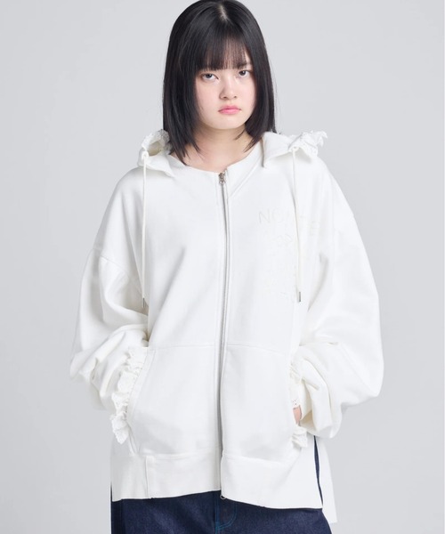 Little sunny bite（リトルサニーバイト）の「littlesunnybite/リトルサニーバイト/lacy-logo-hoodie（パーカー・レディース・ブラック/モスグリーン/ホワイト・S/M）」の2枚目の写真