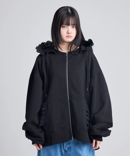 Little sunny bite（リトルサニーバイト）の「littlesunnybite/リトルサニーバイト/lacy-logo-hoodie（パーカー・レディース・ブラック/モスグリーン/ホワイト・S/M）」の3枚目の写真